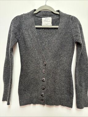 V Neck Cardigan Gray Sweater Sz M